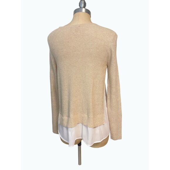 Pure Navy Tan & White Long Sleeve Sweater Top Small - Picture 3 of 4